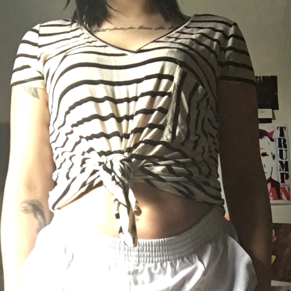 Striped v neck tunic